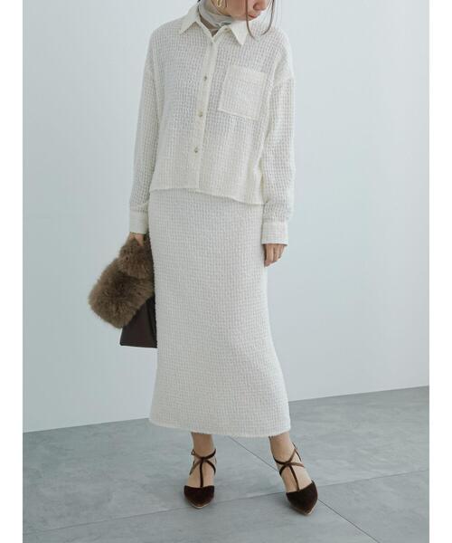 Te chichi（テチチ）の「フェザーシフォンショートシャツ（シャツ/ブラウス・レディース・ブラウン/オフホワイト・F）」の5枚目の写真