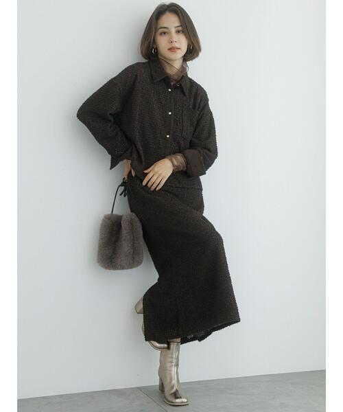 Te chichi（テチチ）の「フェザーシフォンショートシャツ（シャツ/ブラウス・レディース・ブラウン/オフホワイト・F）」の14枚目の写真