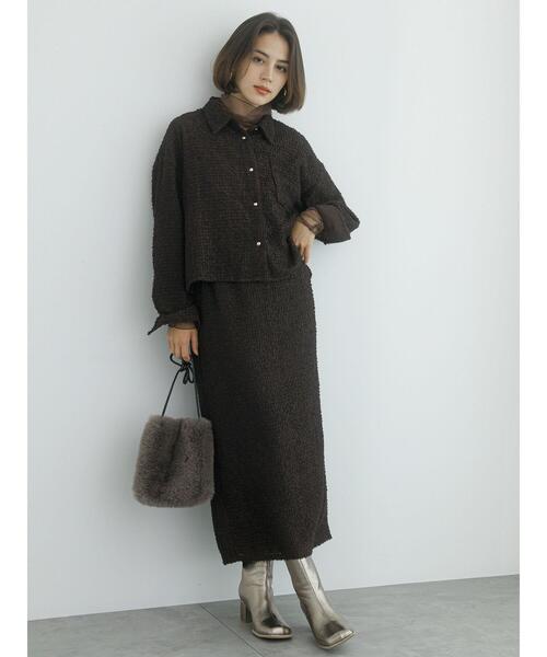 Te chichi（テチチ）の「フェザーシフォンショートシャツ（シャツ/ブラウス・レディース・ブラウン/オフホワイト・F）」の15枚目の写真