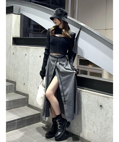 EATME(イートミー)の「カットアウトリブTOP(Tシャツ/カットソー・レディース・アイボリー/グレー/ブラック・FREE)」の7枚目の写真