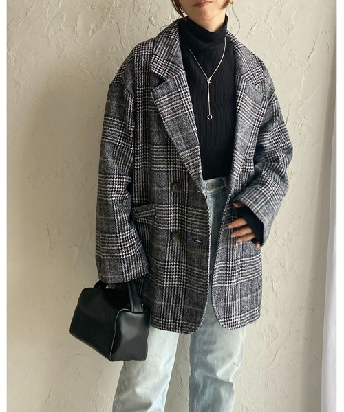 She's Closet(シーズクローゼット)の「グレンチェック柄ダブルテーラードジャケット(テーラードジャケット・レディース・ブラウン/ブラック・FREE)」の21枚目の写真