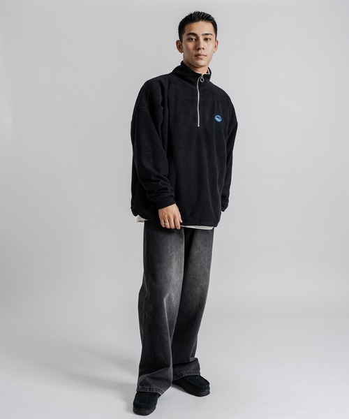 Ressaca(レサーカ)の「ハーフジップトレーナー フリースプルオーバー ワンポイント刺繍トラックジャケット(スウェット・メンズ・オフホワイト/オレンジ/ネイビー/グレー/ブラック/ブルー・L/XL/M)」の14枚目の写真