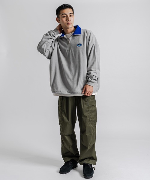 Ressaca(レサーカ)の「ハーフジップトレーナー フリースプルオーバー ワンポイント刺繍トラックジャケット(スウェット・メンズ・オフホワイト/オレンジ/ネイビー/グレー/ブラック/ブルー・L/XL/M)」の18枚目の写真