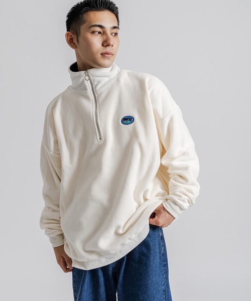 Ressaca(レサーカ)の「ハーフジップトレーナー フリースプルオーバー ワンポイント刺繍トラックジャケット(スウェット・メンズ・オフホワイト/オレンジ/ネイビー/グレー/ブラック/ブルー・L/XL/M)」の7枚目の写真