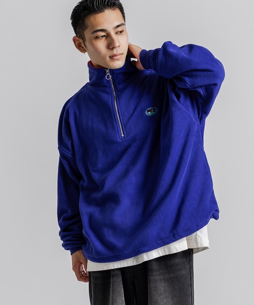 Ressaca(レサーカ)の「ハーフジップトレーナー フリースプルオーバー ワンポイント刺繍トラックジャケット(スウェット・メンズ・オフホワイト/オレンジ/ネイビー/グレー/ブラック/ブルー・L/XL/M)」の22枚目の写真