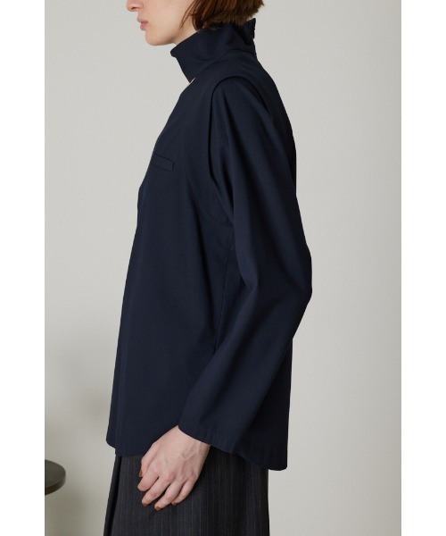RIM.ARK オープンネックブラウス 38 ネイビー RIM.ARK（リムアーク）の「Open neck blouse オープンネックブラウズ