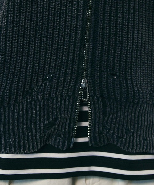 MAISON SPECIALドライバーズニット 完売品 ダメージ加工 美品 MAISON SPECIAL セーター ニット 「UNISEX」Embroidery Damage