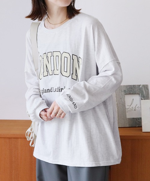 reca(レカ)の「ビッグシルエットロゴロンT(Tシャツ/カットソー・レディース・ブラック/グレー系その他/グレー・FREE)」の2枚目の写真