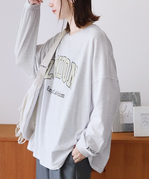 reca(レカ)の「ビッグシルエットロゴロンT(Tシャツ/カットソー・レディース・ブラック/グレー系その他/グレー・FREE)」の6枚目の写真
