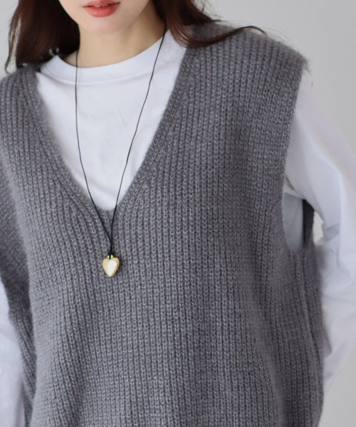 BLUEEAST（ブルーイースト）の「Vネックニットベスト（ベスト・レディース・ブラック/グレー/オフホワイト・MEDIUM）」の21枚目の写真