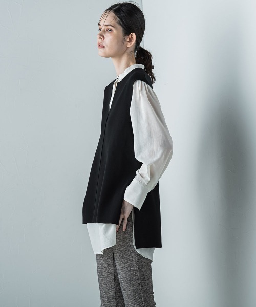 la.f…(ラエフ)の「キーホールネックテンセルニットジレ≪手洗い可能≫(ベスト・レディース・ブラック/グリーン/ベージュ・9号)」の4枚目の写真