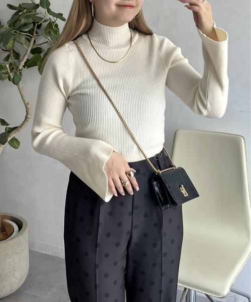 prose verse（プロズヴェール）の「フレアスリーブハイネックニット（ニット/セーター・レディース・イエロー/ホワイト系1/アイボリー/ブラック/ネイビー/ブルー/グレー・ﾌﾘ-）」の16枚目の写真