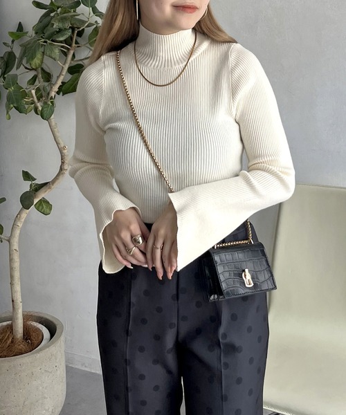 prose verse（プロズヴェール）の「フレアスリーブハイネックニット（ニット/セーター・レディース・イエロー/ホワイト系1/アイボリー/ブラック/ネイビー/ブルー/グレー・ﾌﾘ-）」の17枚目の写真