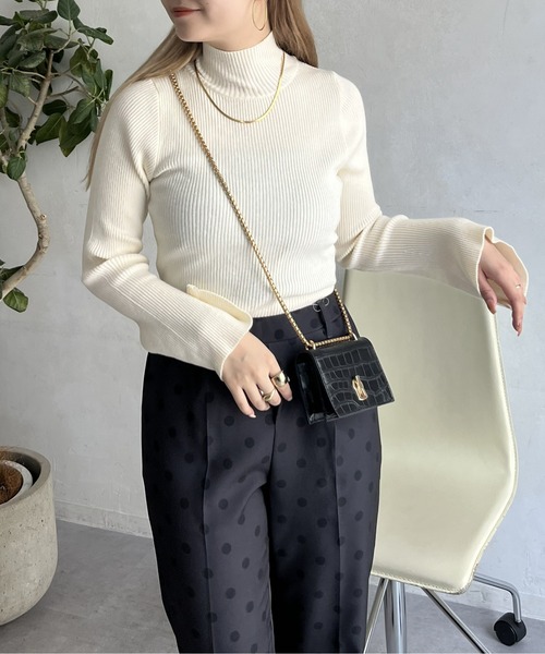 prose verse（プロズヴェール）の「フレアスリーブハイネックニット（ニット/セーター・レディース・イエロー/ホワイト系1/アイボリー/ブラック/ネイビー/ブルー/グレー・ﾌﾘ-）」の19枚目の写真