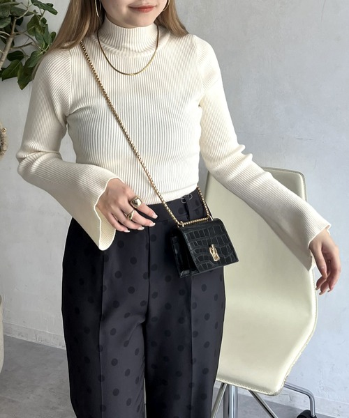 prose verse（プロズヴェール）の「フレアスリーブハイネックニット（ニット/セーター・レディース・イエロー/ホワイト系1/アイボリー/ブラック/ネイビー/ブルー/グレー・ﾌﾘ-）」の20枚目の写真