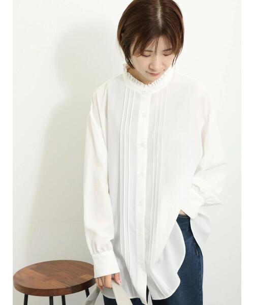 Samansa Mos2 blue（サマンサモスモスブルー）の「フリル衿ブラウス（シャツ/ブラウス・レディース・ベージュ/オフホワイト/ブラック・F）」の6枚目の写真