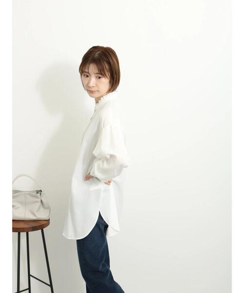 Samansa Mos2 blue（サマンサモスモスブルー）の「フリル衿ブラウス（シャツ/ブラウス・レディース・ベージュ/オフホワイト/ブラック・F）」の7枚目の写真