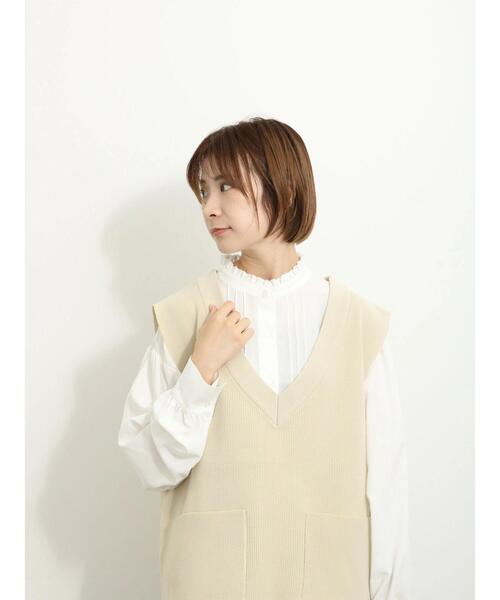 Samansa Mos2 blue（サマンサモスモスブルー）の「フリル衿ブラウス（シャツ/ブラウス・レディース・ベージュ/オフホワイト/ブラック・F）」の9枚目の写真