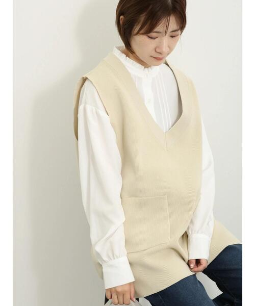 Samansa Mos2 blue（サマンサモスモスブルー）の「フリル衿ブラウス（シャツ/ブラウス・レディース・ベージュ/オフホワイト/ブラック・F）」の11枚目の写真