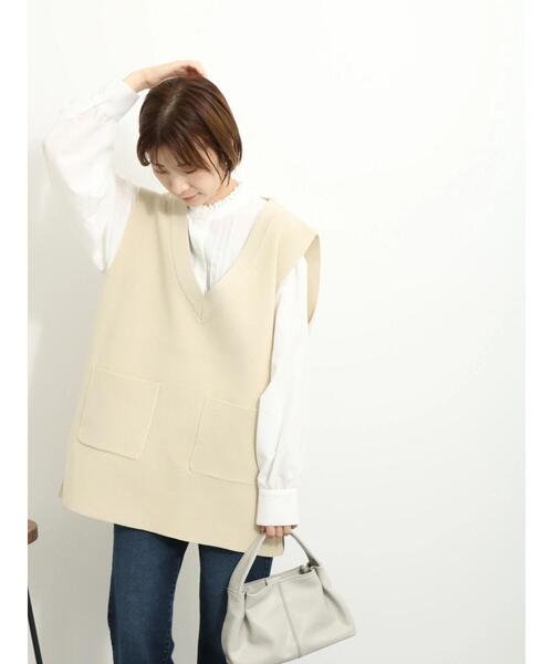 Samansa Mos2 blue（サマンサモスモスブルー）の「フリル衿ブラウス（シャツ/ブラウス・レディース・ベージュ/オフホワイト/ブラック・F）」の12枚目の写真