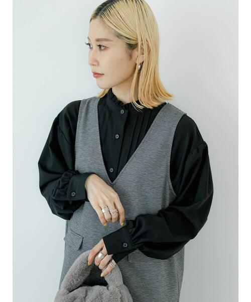 Samansa Mos2 blue（サマンサモスモスブルー）の「フリル衿ブラウス（シャツ/ブラウス・レディース・ベージュ/オフホワイト/ブラック・F）」の13枚目の写真