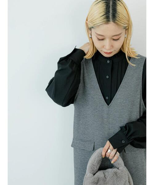 Samansa Mos2 blue（サマンサモスモスブルー）の「フリル衿ブラウス（シャツ/ブラウス・レディース・ベージュ/オフホワイト/ブラック・F）」の14枚目の写真