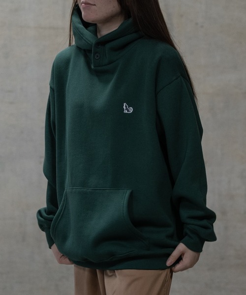 GLOVE HOUSE（グローブハウス）の「【a】TC裏起毛 ワンポイント刺繍 釦使い リラックスフィットパーカー（パーカー・メンズ・ダークグリーン/アッシュグレー/ネイビー/マルチ/ホワイト・MEDIUM/LARGE/X-LARGE）」の16枚目の写真