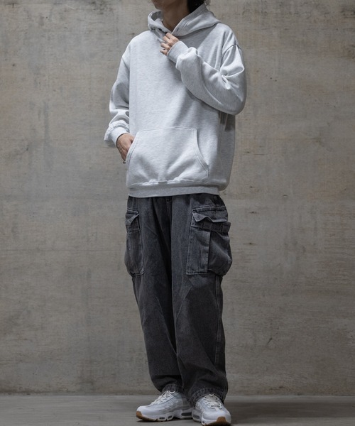 GLOVE HOUSE（グローブハウス）の「【a】TC裏起毛 ワンポイント刺繍 釦使い リラックスフィットパーカー（パーカー・メンズ・ダークグリーン/アッシュグレー/ネイビー/マルチ/ホワイト・MEDIUM/LARGE/X-LARGE）」の14枚目の写真