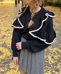 AS KNOW AS plus | ☆肩フリル ボリューム袖ニットプルオーバー(ニット/セーター)