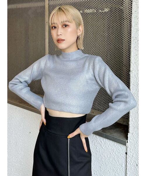 MURUA（ムルーア）の「メタリッククロップトニット（ニット/セーター・レディース・シルバー・FREE）」の7枚目の写真