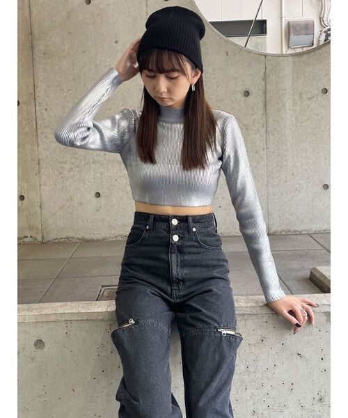 MURUA（ムルーア）の「メタリッククロップトニット（ニット/セーター・レディース・シルバー・FREE）」の14枚目の写真
