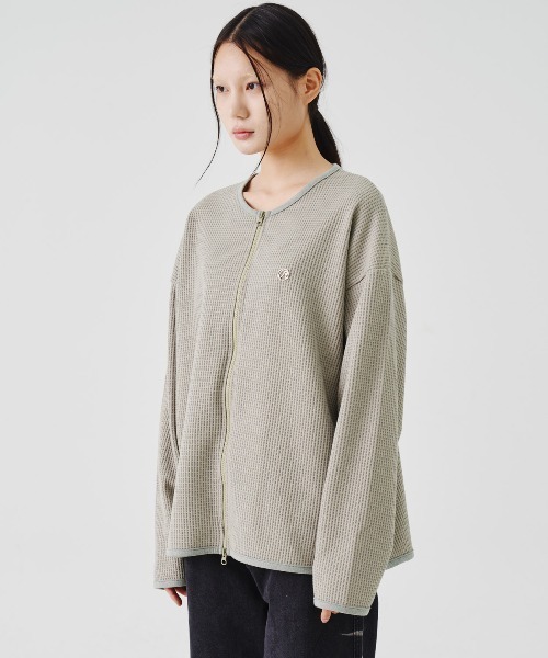 YOKE rib knit zip up blouson カーディガン