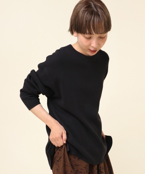 RNA-N（アールエヌエーエヌ）の「M2197 １６／－ワッフルロングプルオーバー（Tシャツ/カットソー・レディース・ブラック/ミント/グレイッシュブルー・MEDIUM）」の6枚目の写真