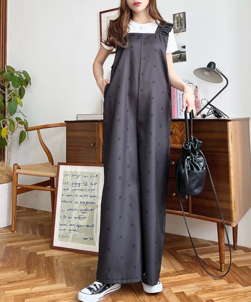 セール】ポルカドットオールインワン（つなぎ/オールインワン