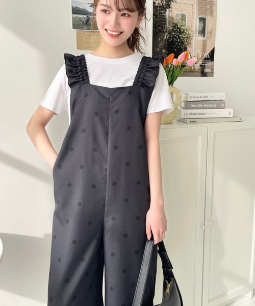 セール】ポルカドットオールインワン（つなぎ/オールインワン