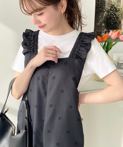 ポルカドット　サロペット　美品 moment+ オールインワン ポルカドットオールインワン レディース