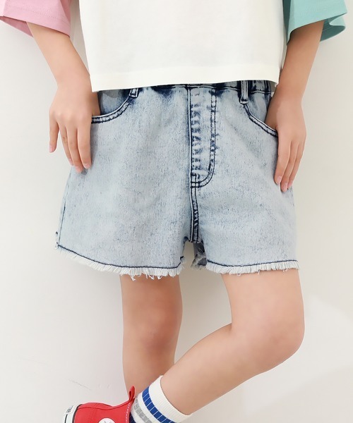 devirock（デビロック）の「楽デニム ケミカルウォッシュ 裾フリンジ