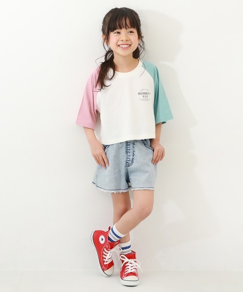 devirock(デビロック)の「楽デニム ケミカルウォッシュ 裾フリンジ ショートパンツ(デニムパンツ・キッズ・その他1/その他2/その他3・100cm/110cm/120cm/130cm/140cm/150cm/160cm)」の6枚目の写真