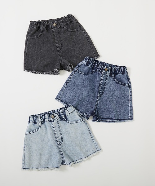 devirock(デビロック)の「楽デニム ケミカルウォッシュ 裾フリンジ ショートパンツ(デニムパンツ・キッズ・その他1/その他2/その他3・100cm/110cm/120cm/130cm/140cm/150cm/160cm)」の16枚目の写真