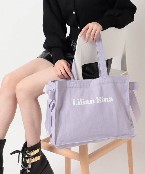 Ober Tashe（オーバータッシェ）の「推しカラーが選べる！“痛バ”にもなるサイドリボントート（トートバッグ・レディース・アイボリー/ブラック/イエロー/ピンク系/パープル系/ブルー・FREE）」の5枚目の写真