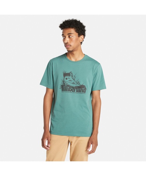 TIMBERLAND★半袖 クルーネック ブーツ ロゴ トップス Tシャツ セール】メンズ 半袖 ブーツ ロゴ Tシャツ（Tシャツ/カットソー