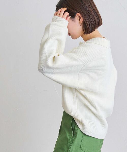 coen（コーエン）の「アゼ編みスキッパーニット（ニット/セーター・レディース・ブラック/グレー/オフホワイト/オリーブ・FREE）」の7枚目の写真