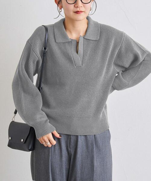 coen（コーエン）の「アゼ編みスキッパーニット（ニット/セーター・レディース・ブラック/グレー/オフホワイト/オリーブ・FREE）」の19枚目の写真