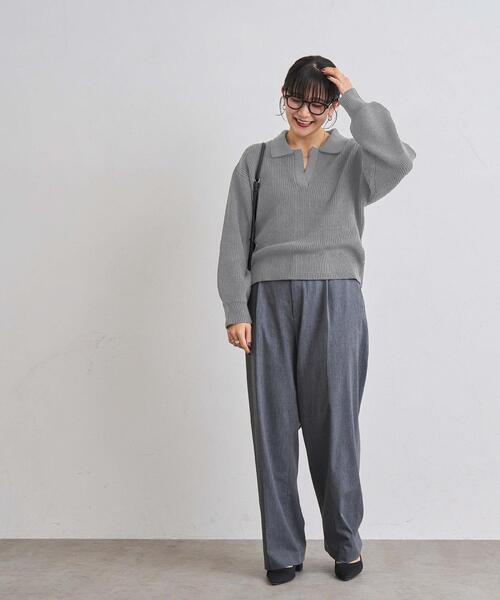 coen（コーエン）の「アゼ編みスキッパーニット（ニット/セーター・レディース・ブラック/グレー/オフホワイト/オリーブ・FREE）」の21枚目の写真