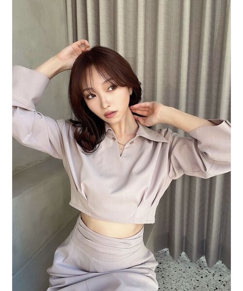 RESEXXY（リゼクシー）の「ワイドスリーブクロップドシャツ【セットアップ着用可能】（シャツ/ブラウス・レディース・ベージュ/アイボリー/ブラック・FREE）」の5枚目の写真