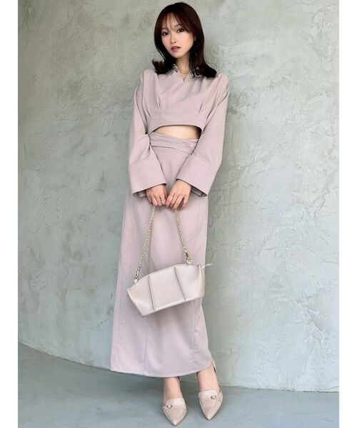 RESEXXY（リゼクシー）の「ワイドスリーブクロップドシャツ【セットアップ着用可能】（シャツ/ブラウス・レディース・ベージュ/アイボリー/ブラック・FREE）」の6枚目の写真