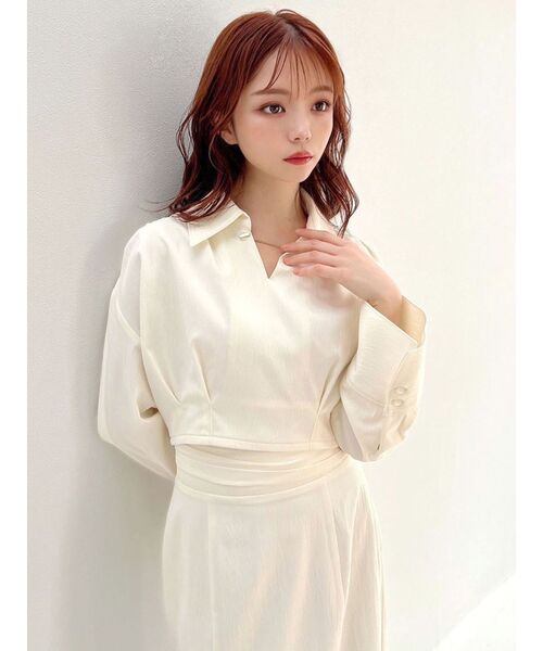 RESEXXY（リゼクシー）の「ワイドスリーブクロップドシャツ【セットアップ着用可能】（シャツ/ブラウス・レディース・ベージュ/アイボリー/ブラック・FREE）」の11枚目の写真