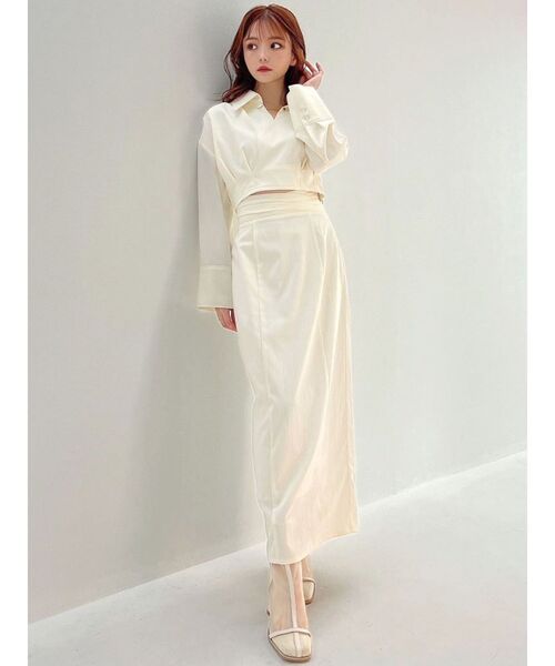 RESEXXY（リゼクシー）の「ワイドスリーブクロップドシャツ【セットアップ着用可能】（シャツ/ブラウス・レディース・ベージュ/アイボリー/ブラック・FREE）」の12枚目の写真