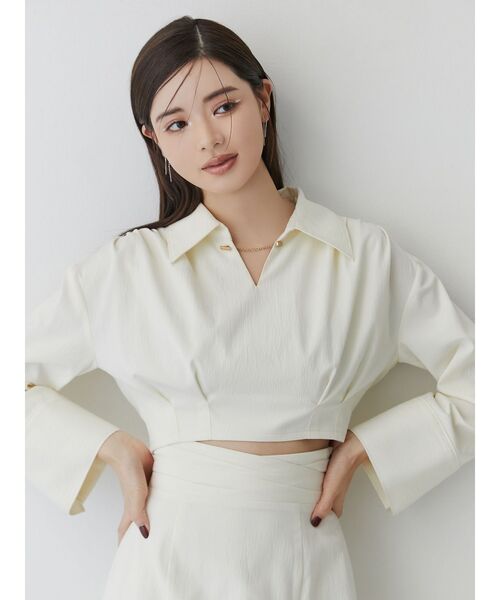 RESEXXY（リゼクシー）の「ワイドスリーブクロップドシャツ【セットアップ着用可能】（シャツ/ブラウス・レディース・ベージュ/アイボリー/ブラック・FREE）」の20枚目の写真