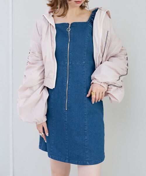MAJESTIC LEGON(マジェスティックレゴン)の「フロントジップデニムミニワンピース(ワンピース・レディース・グレー/ネイビー/ブルー・MEDIUM)」の12枚目の写真